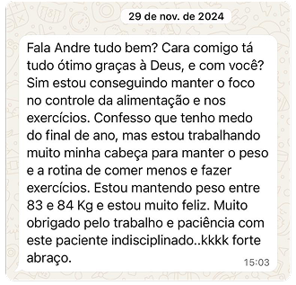 Depoimento de paciente – avaliação 5 estrelas